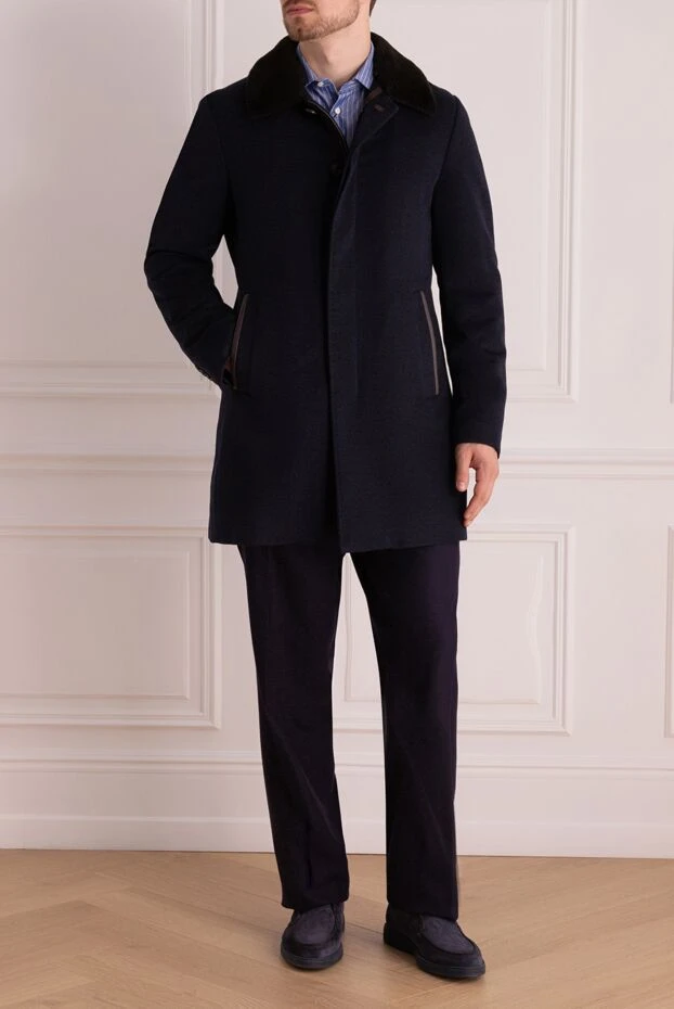 Gallotti man cashmere and fur coat blue for men buy with prices and photos 143622 - photo 2