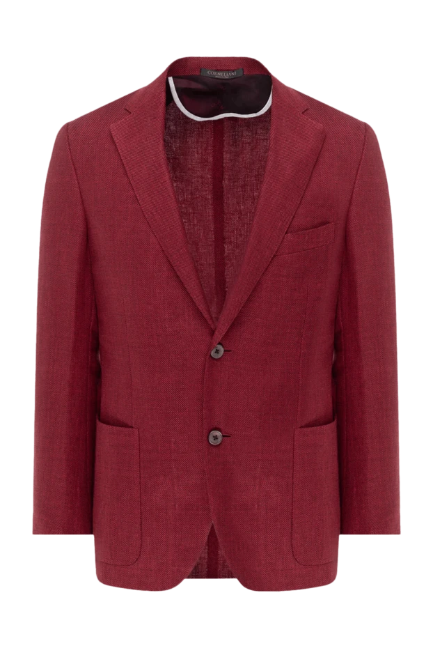 Corneliani мужские пиджак из льна и шерсти бордовый мужской купить с ценами и фото 143682 - фото 1