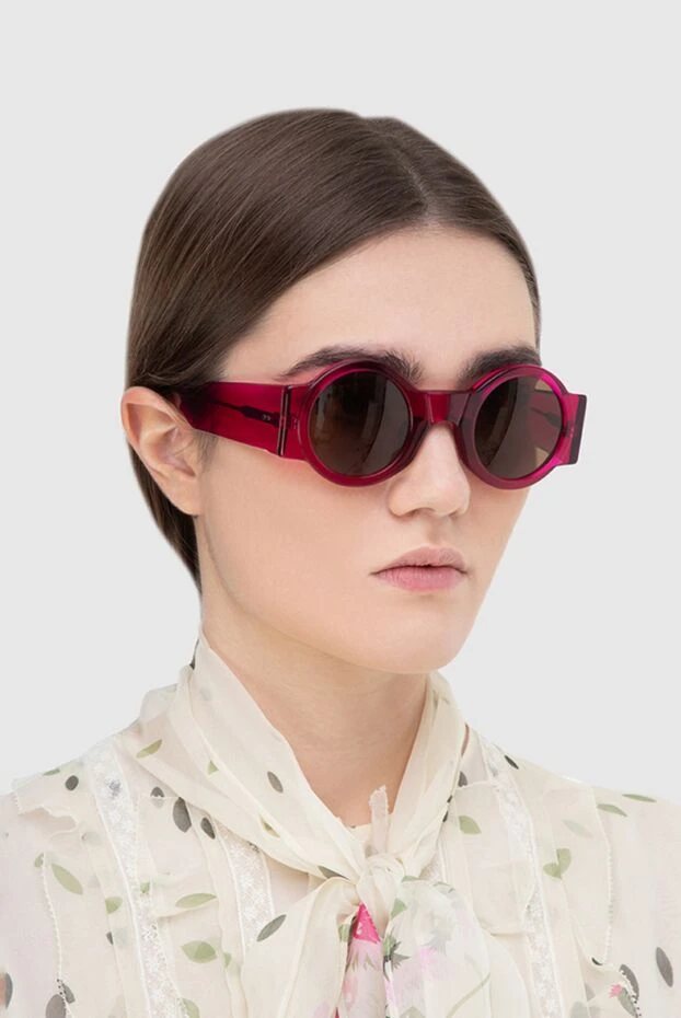 Dries Van Noten очки для защиты от солнца круглые розовые женские 143717 - фото 2