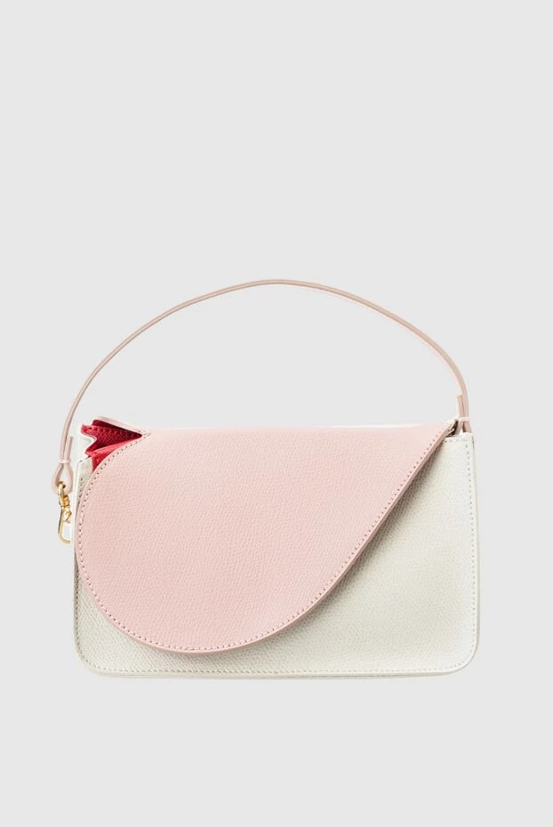 Women's bag white and beige leather