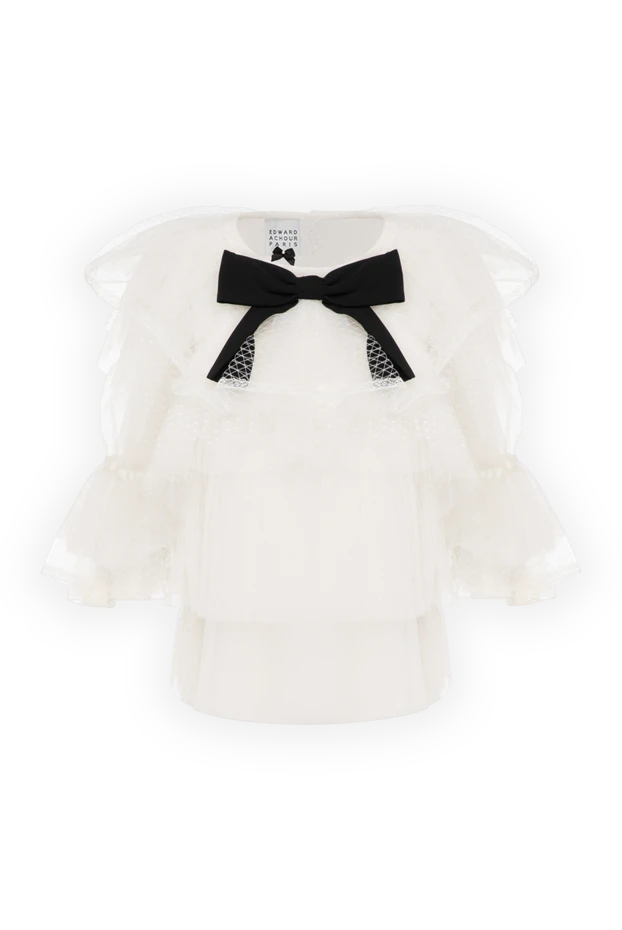 Edward Achour Paris women's blouse with ruffles and a black bow white 143966 - photo 1