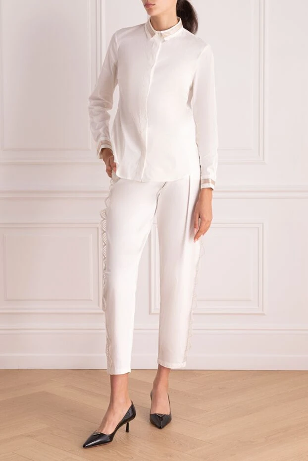 Giamba жіночі штани з бавовни білі жіночі купити фото з цінами 143998 - фото 2