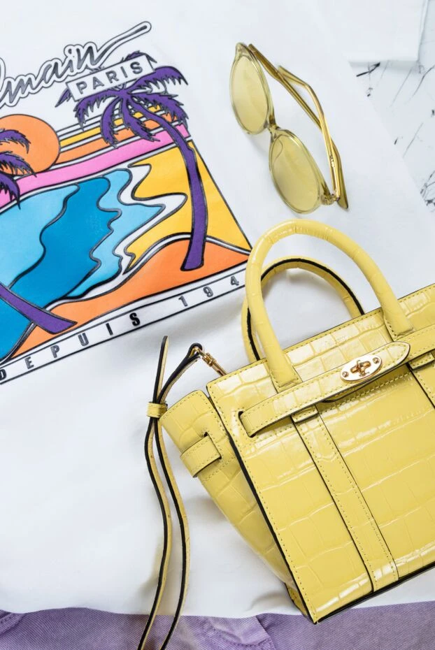 Mulberry women's yellow leather bag with a button 144058 - photo 2