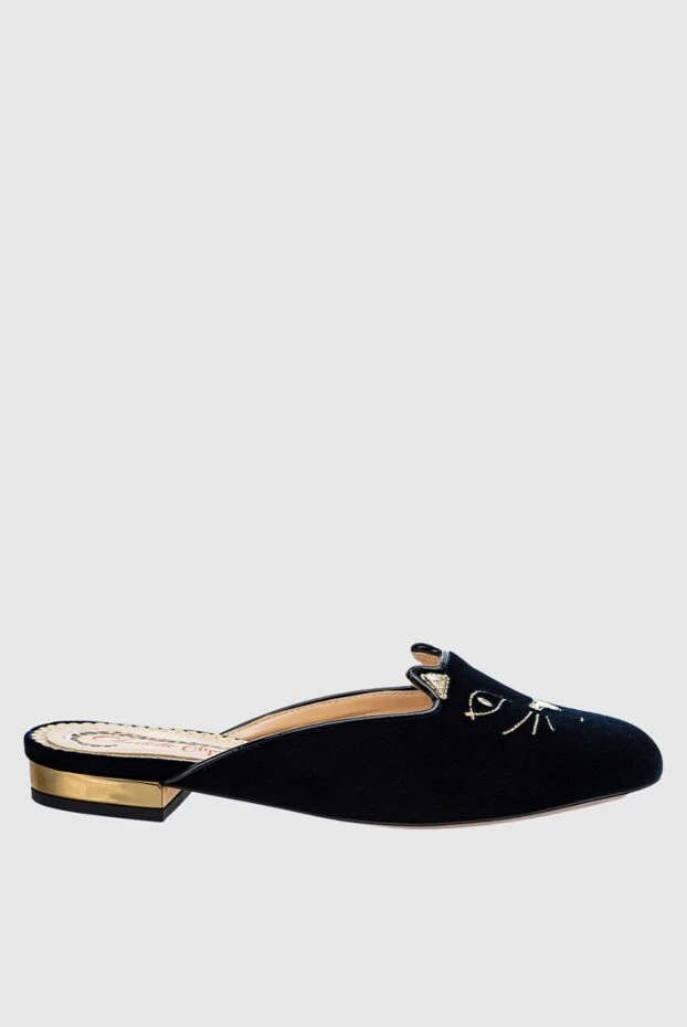 Charlotte Olympia women's black mules with embroidery in the form of a cat 144073 - photo 1