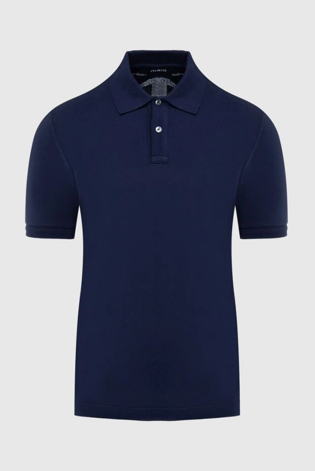 Malo dark blue fitted cotton polo shirt with buttons for men 196492 - photo 1