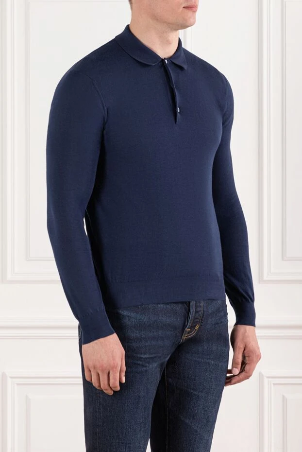 Malo polo with long sleeves made of cotton green for men 144205 - photo 3