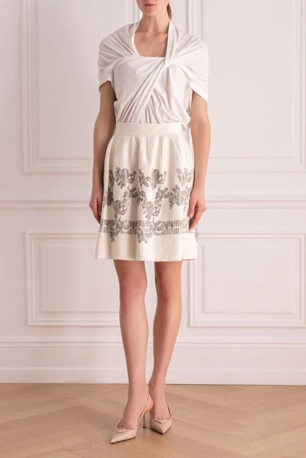 Ermanno Scervino женские юбка из льна и полиамида белая женская купить с ценами и фото 144277 - фото 2
