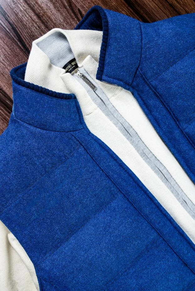 Enrico Mandelli жилет із вовни з трикотажним оздобленням блакитний 144295 - фото 2