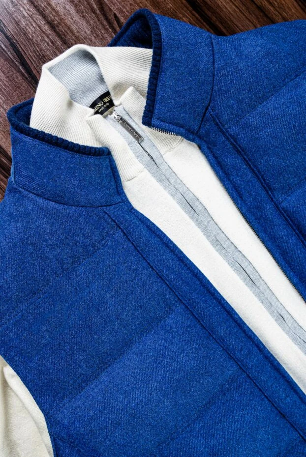 Enrico Mandelli жилет із вовни з трикотажним оздобленням блакитний 144295 - фото 3