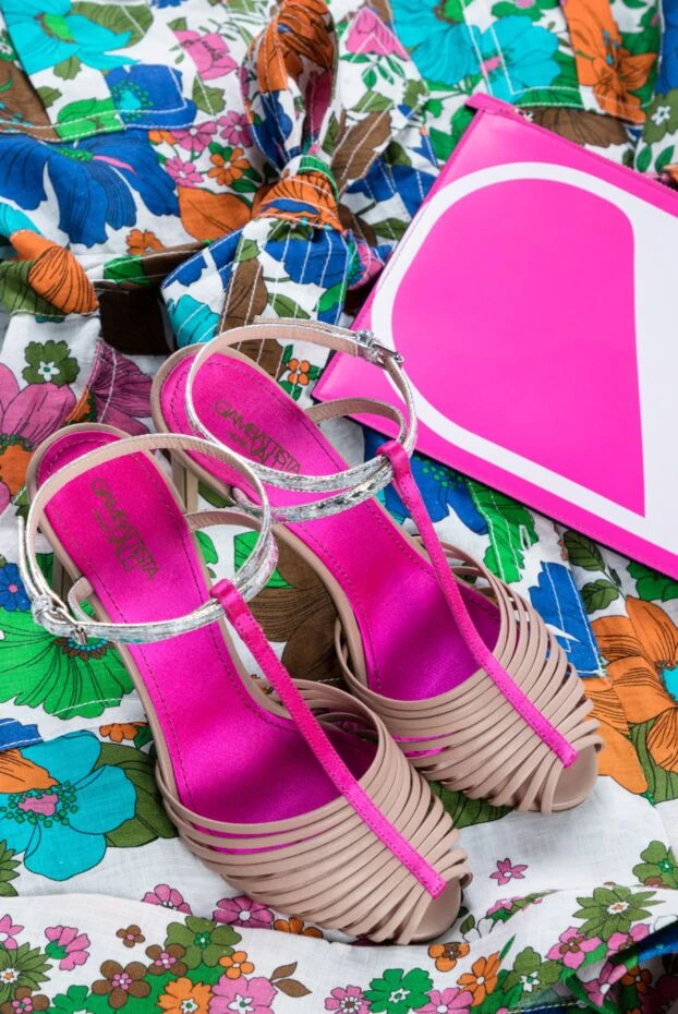 Giambattista Valli women's beige sandals with bright pink inserts 144338 - photo 2