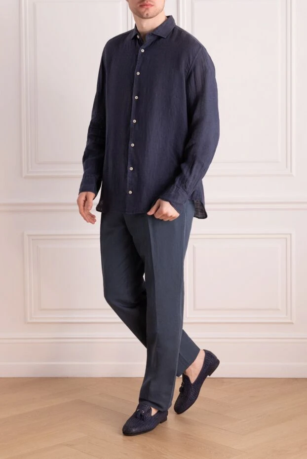 MC2 Saint Barth man men's blue linen shirt 144412 - photo 2