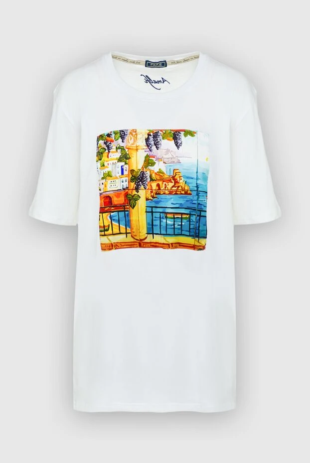 FeFe women's cotton white t-shirt with ocean print 144430 - photo 1