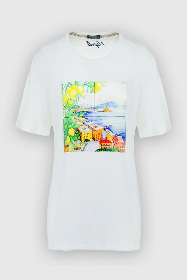 Women's cotton white t-shirt with painting print