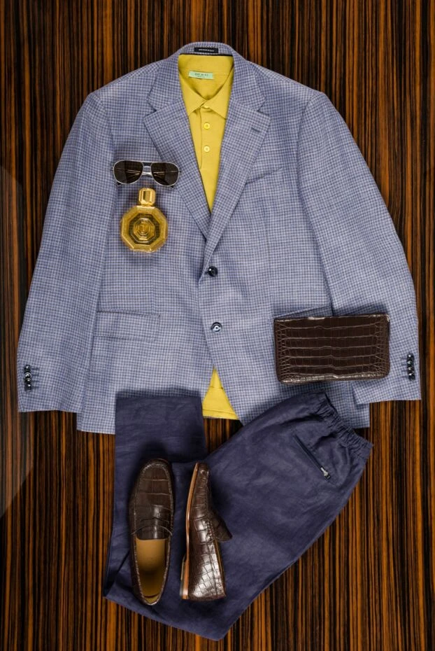 Derek Rose men's dark blue linen trousers, loose, with elastic waistband 144444 - photo 2