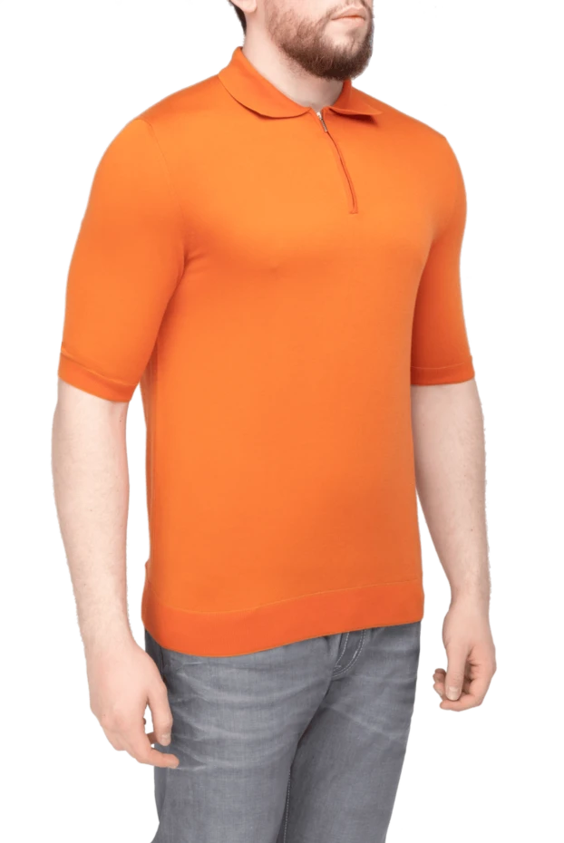 Cesare di Napoli orange cotton and silk polo for men 196544 - photo 3