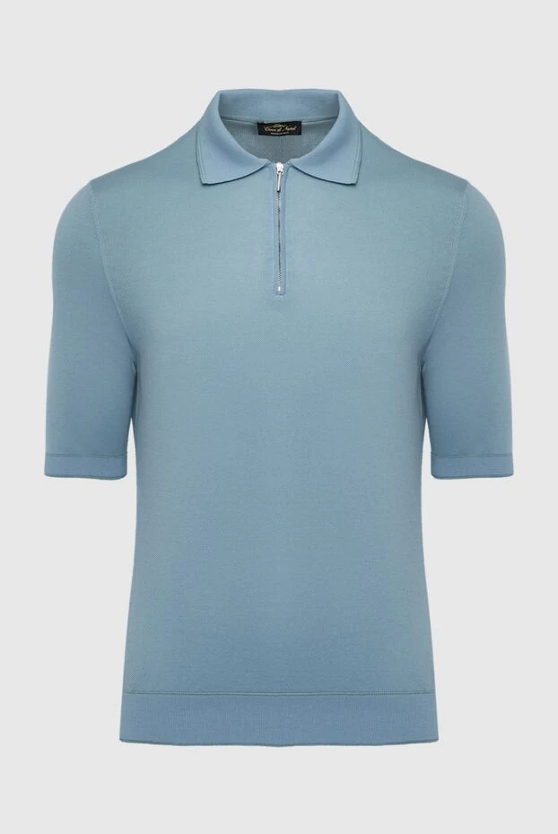 Cesare di Napoli man blue cotton and silk polo for men buy with prices and photos 144477 - photo 1