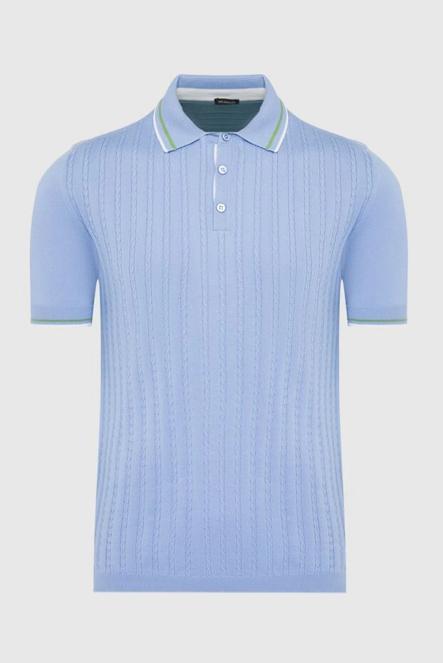 Kiton light blue cotton polo shirt in rib knit for men 195817 - photo 1