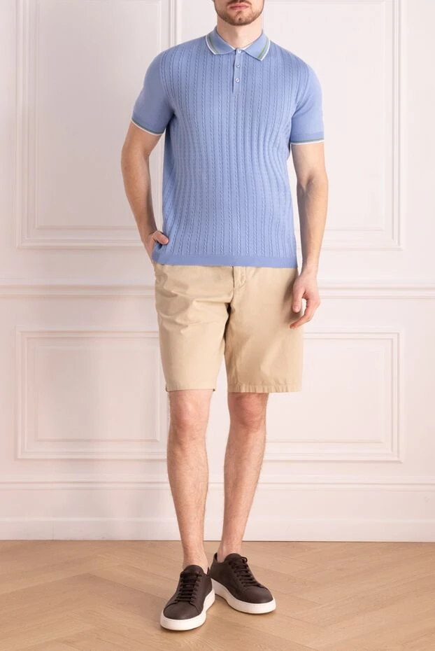 Kiton light blue cotton polo shirt in rib knit for men 195817 - photo 2