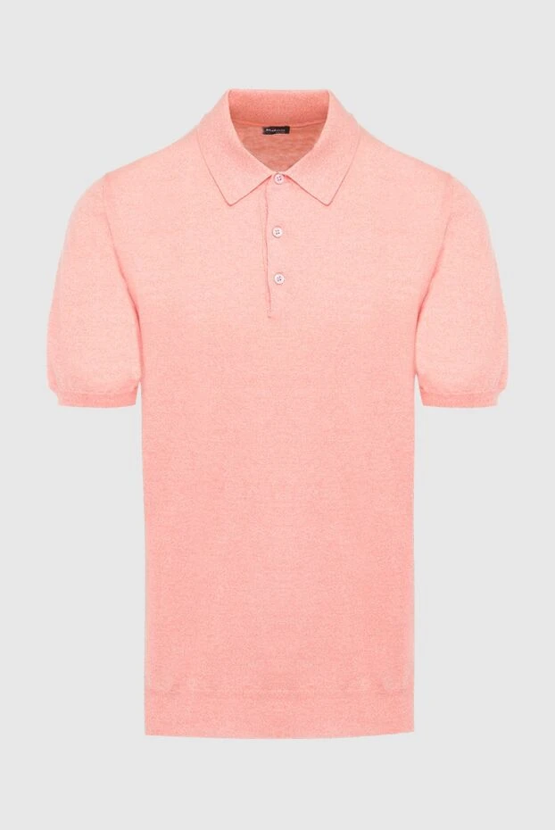 Kiton pink melange cotton polo shirt with buttons for men 195659 - photo 1