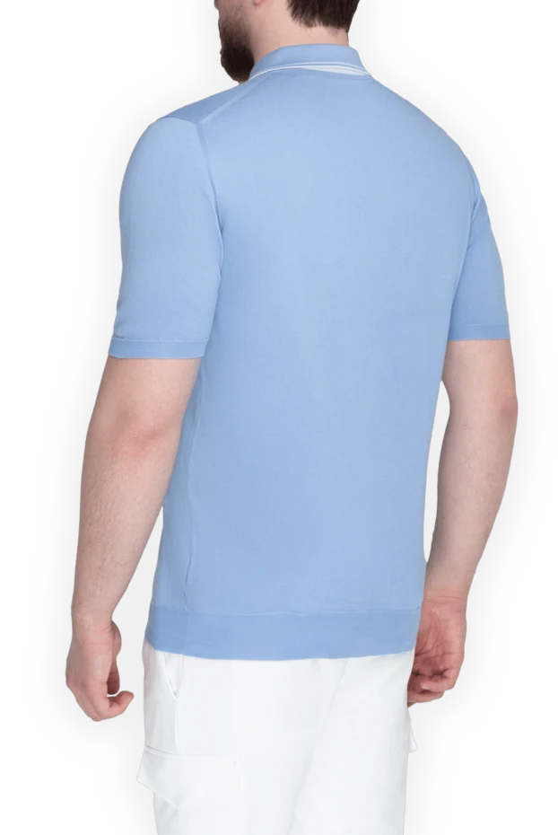 Kiton light blue cotton polo shirt with a collar decorated with contrast stripes for men 195726 - photo 3