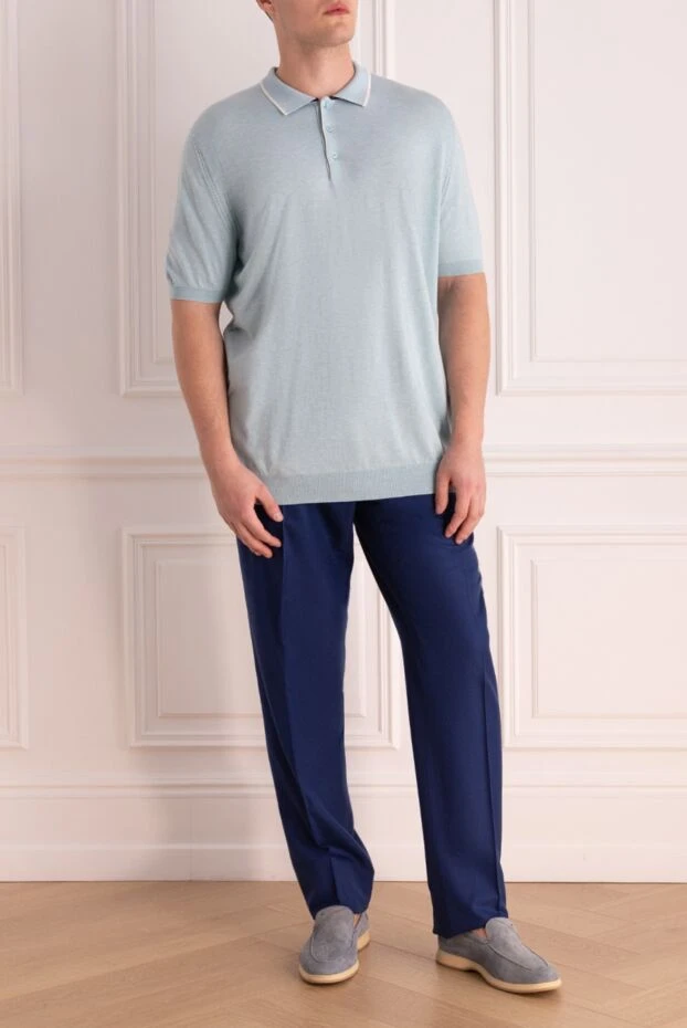 Kiton man cotton and cashmere polo blue for men buy with prices and photos 144564 - photo 2