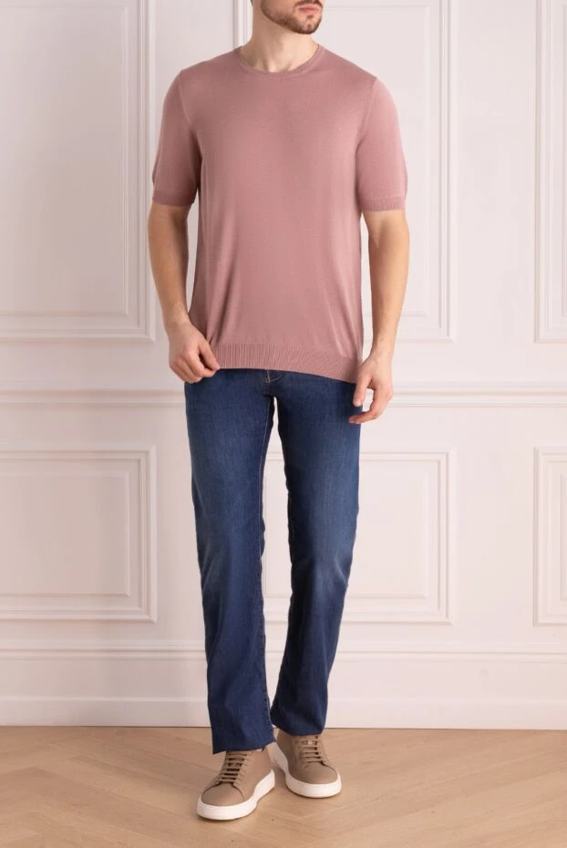 Barba Napoli man silk short sleeve jumper pink for men buy with prices and photos 144568 - photo 2