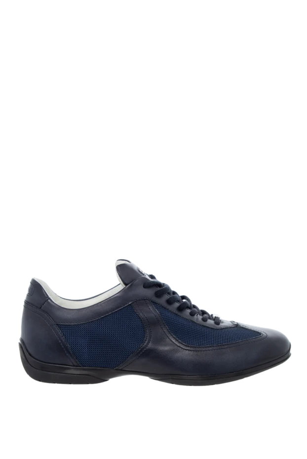 Santoni man sneakers in leather and textile blue for men buy with prices and photos 144638 - photo 1