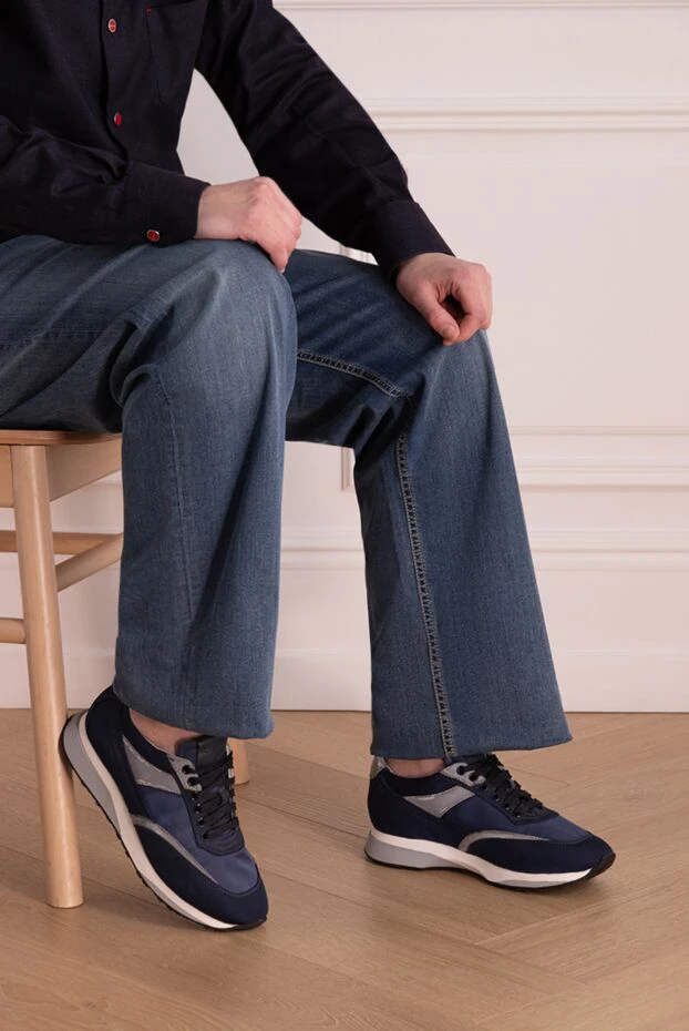 Santoni мужские кроссовки из текстиля синие мужские купить с ценами и фото 144640 - фото 2