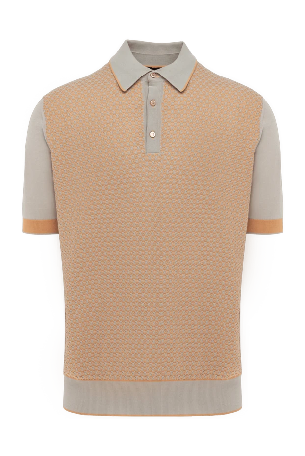 Поло из хлопка и шелка оранжевое мужское - фото 1