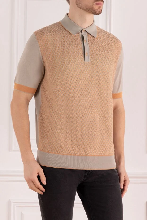 Stefano Ricci поло из хлопка и шелка оранжевое мужское 144651 - фото 3