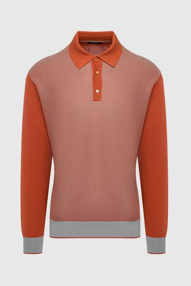 Поло з довгим рукавом з шовку та бавовни помаранчеве чоловіче - фото 1