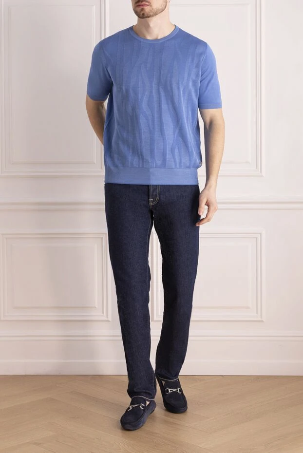 Stefano Ricci джемпер с коротким рукавом из шелка голубой мужской 144663 - фото 2