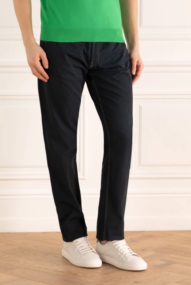 Stefano Ricci джинсы из хлопка голубые мужские 144674 - фото 3