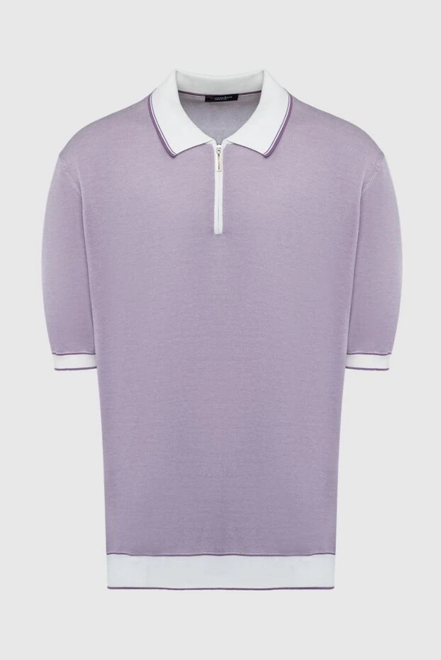 Поло из хлопка и шелка фиолетовое мужское - фото 1