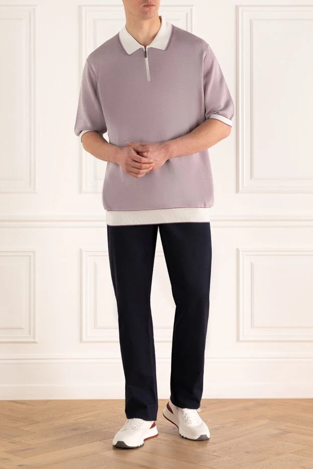 Stefano Ricci поло из хлопка и шелка фиолетовое мужское 144681 - фото 2