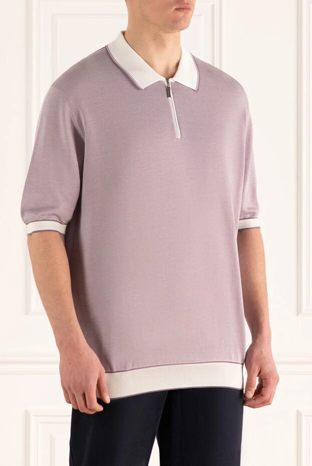 Stefano Ricci поло из хлопка и шелка фиолетовое мужское 144681 - фото 3