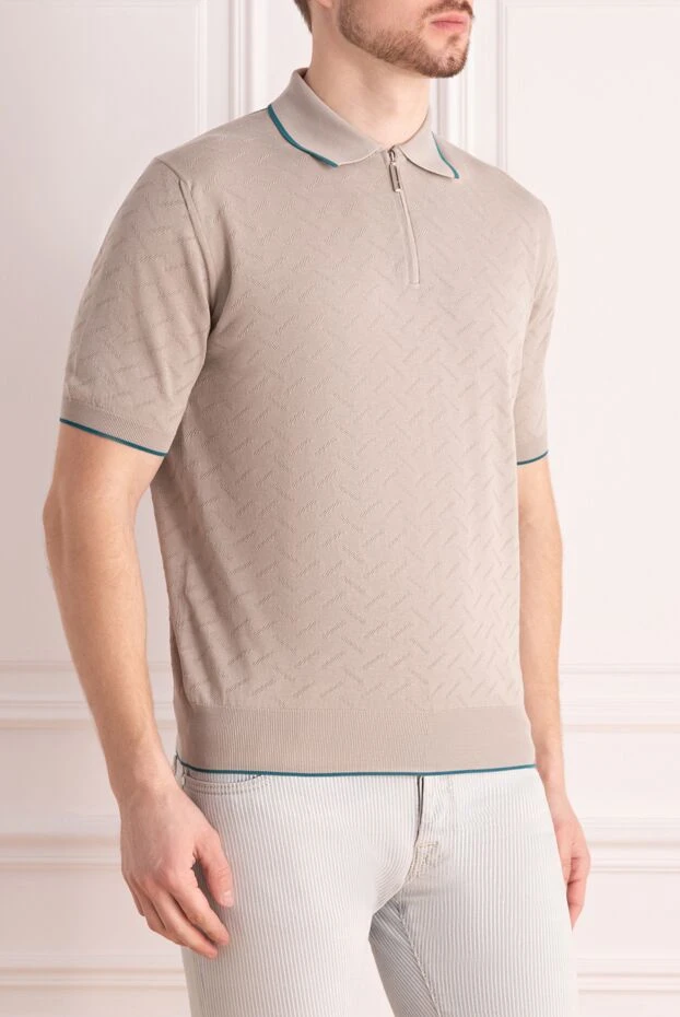 Stefano Ricci поло из хлопка бежевое мужское 144704 - фото 3