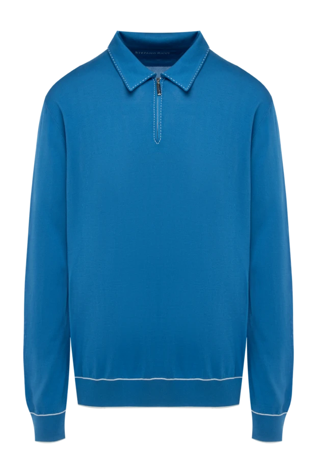 Stefano Ricci поло с длинным рукавом из шелка голубое мужское с длинным рукавом 144706 - фото 1