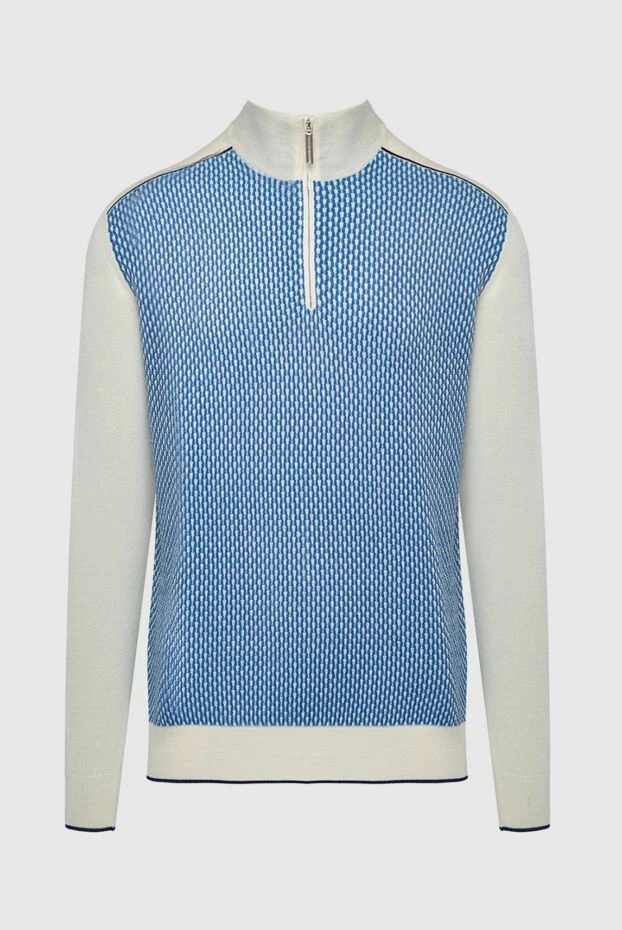 Blue cotton, silk and linen tee for men - photo 1