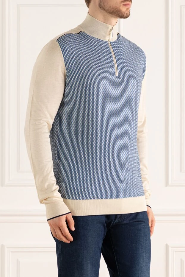 Stefano Ricci тройер из хлопка, шелка и льна голубой мужской 144710 - фото 3