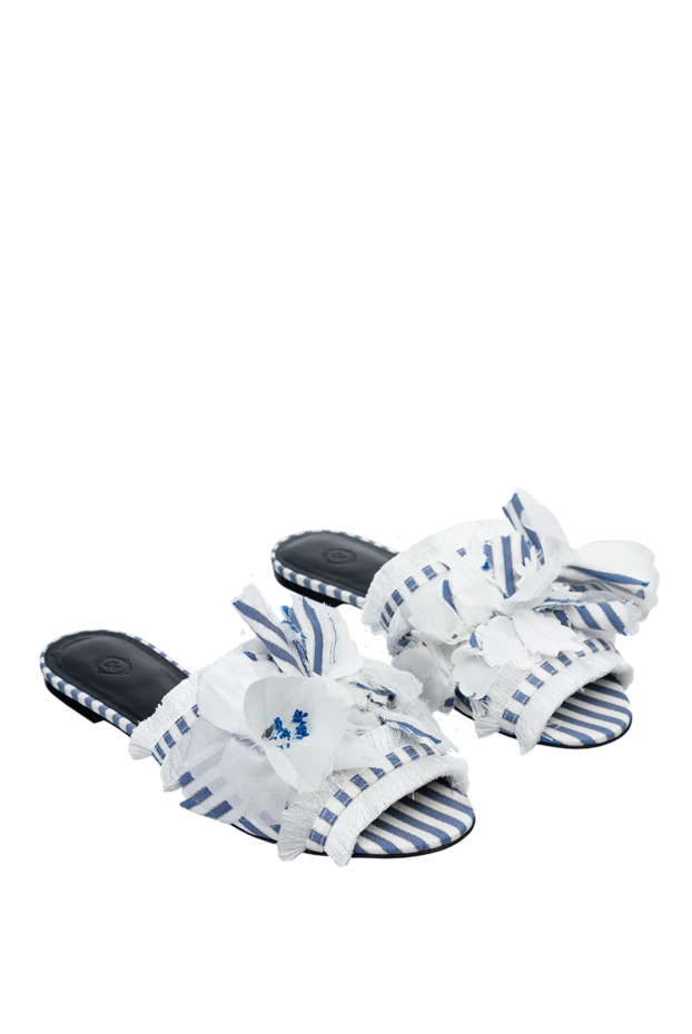 Aleksander Siradekian woman women's striped slippers with floral patterns, blue 144740 - photo 3