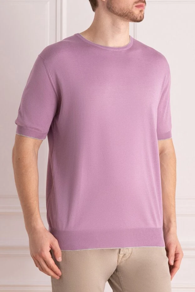 Cesare di Napoli pink short-sleeve jumper for men 196915 - photo 3