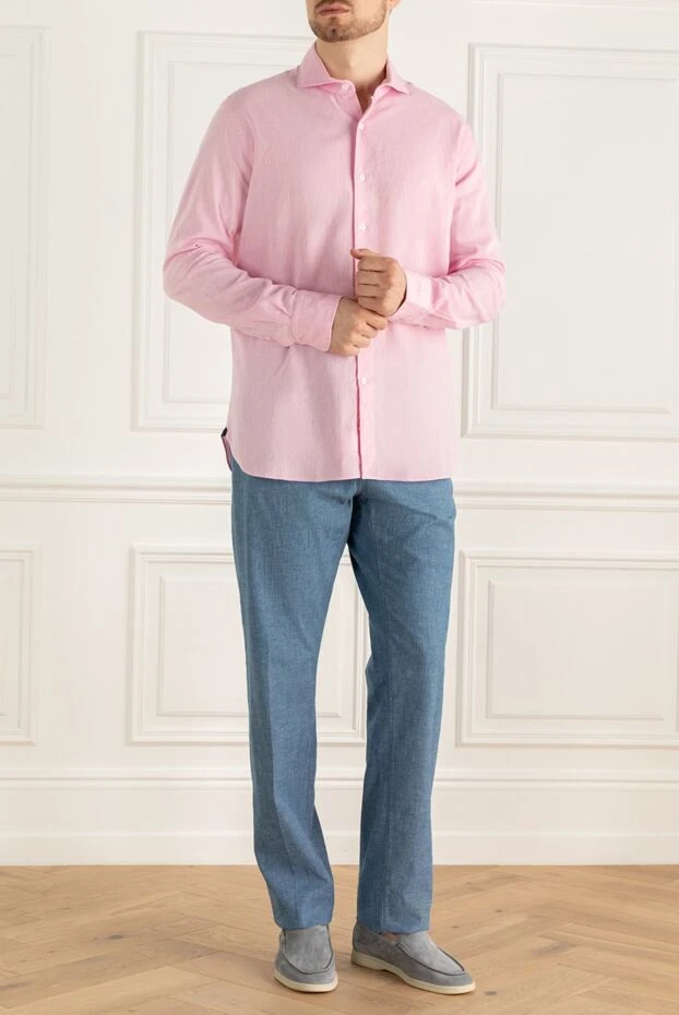 Orian man pink linen and cotton shirt for men buy with prices and photos 144765 - photo 2