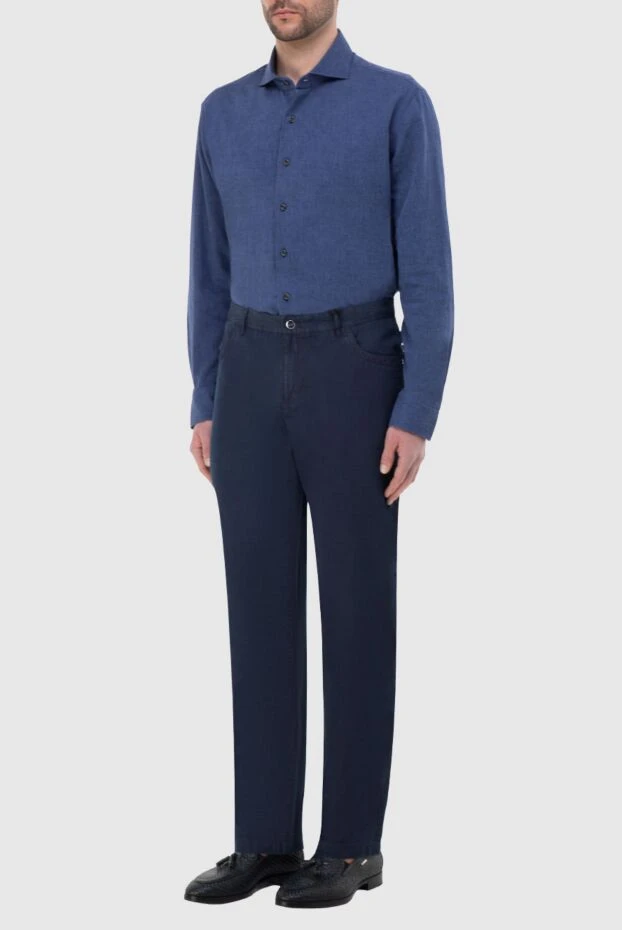 Orian мужские сорочка из льна и хлопка синяя мужская купить с ценами и фото 144768 - фото 2