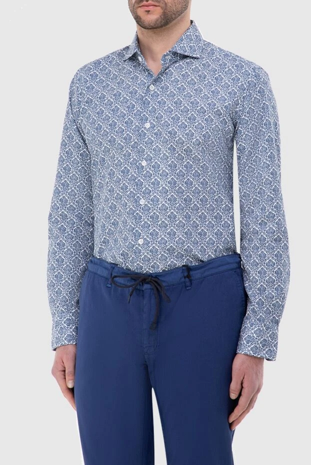 Orian man blue cotton shirt for men 144769 - photo 2