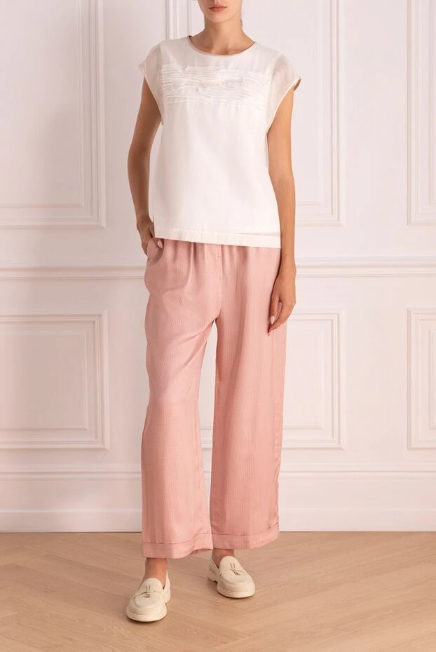 Peserico женские брюки из вискозы розовые женские купить с ценами и фото 144794 - фото 2