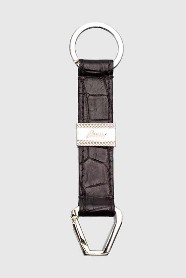 Brioni man brown crocodile leather keychain for men 144867 - photo 1