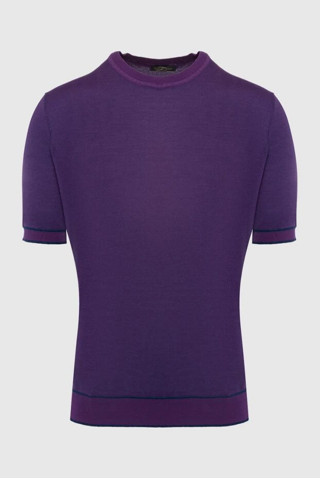 Cesare di Napoli man short sleeve jumper in cotton and silk purple for men buy with prices and photos 144879 - photo 1