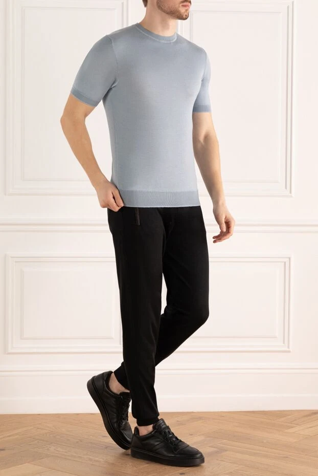 Cesare di Napoli man short sleeve jumper in silk and cotton gray for men buy with prices and photos 144881 - photo 2