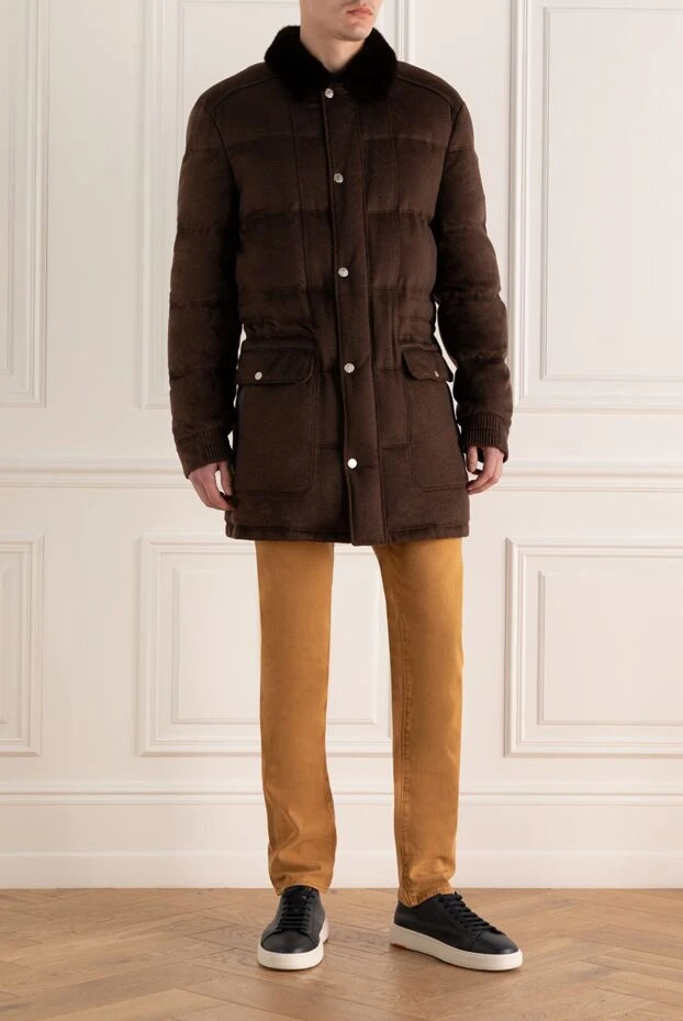Stefano Ricci пуховик мужской из кашемира коричневый 144896 - фото 2